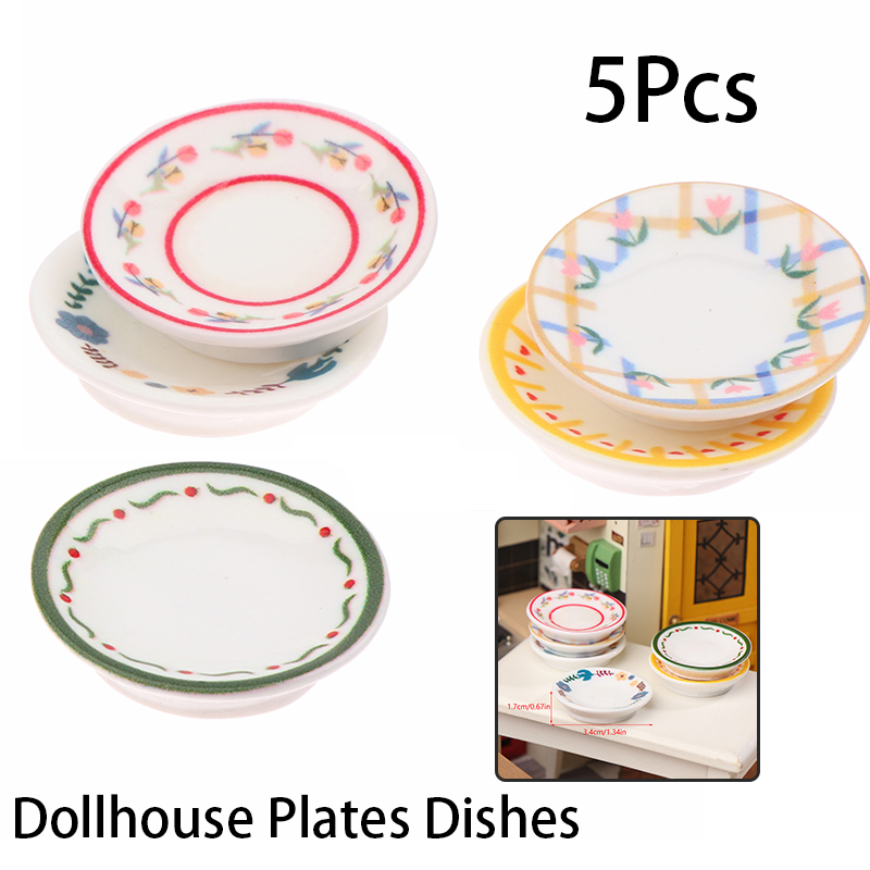 Home Decor Kitchen - 5 قطعة 1/12 دمية أطباق صغيرة