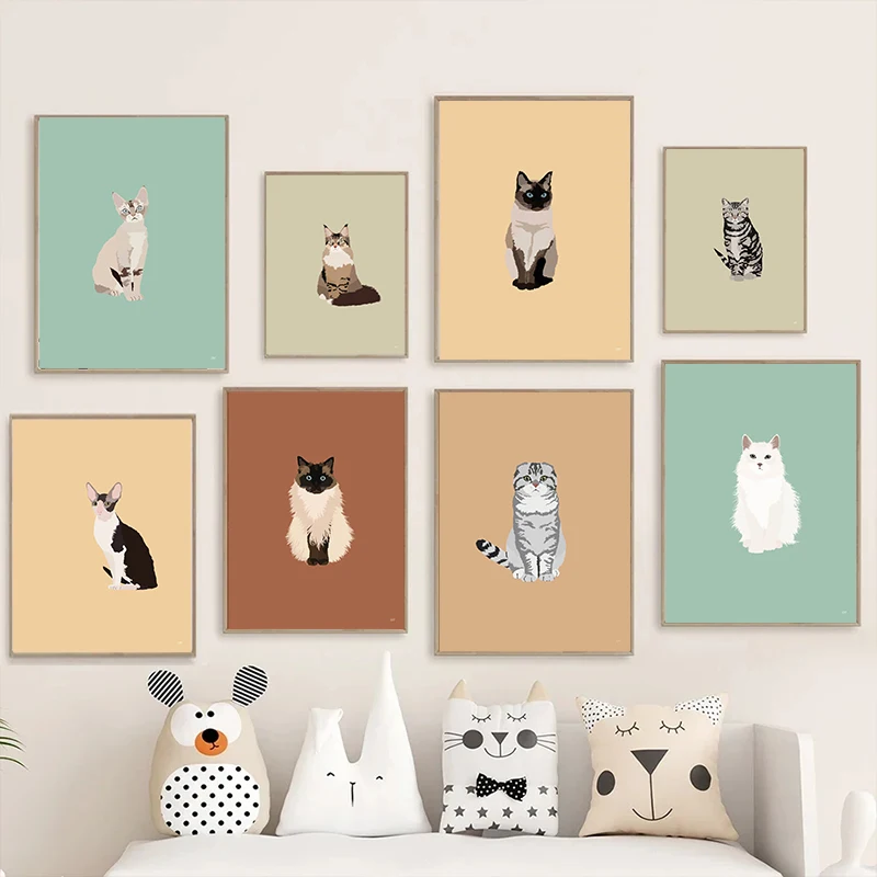 Home Decor Minimal - ملصقات قطط سيام وسفينكس وسكوتش فولد