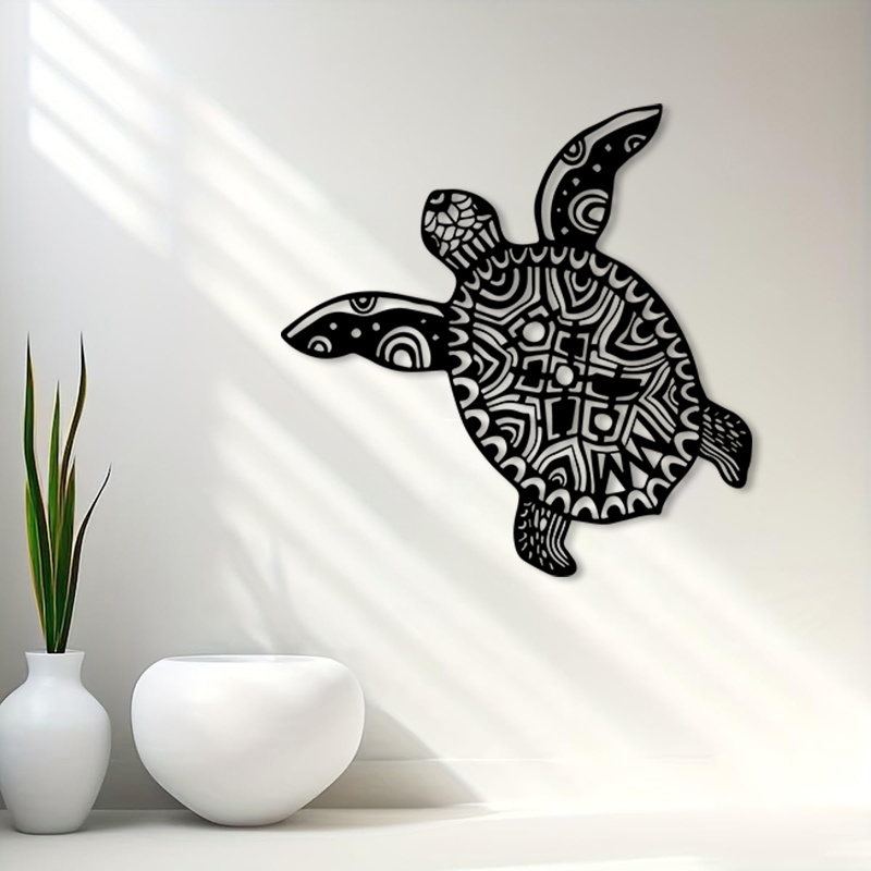 Home Decor Nautical - لوحة جدارية معدنية على شكل سلحفاة