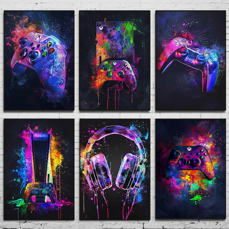 Home Decor Xbox Games - لوحات فنية مائية نيونية لألعاب الفيديو،