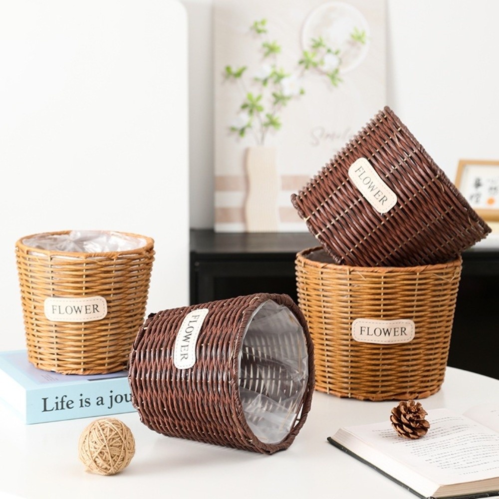 Home Decor Rattan - سلة زينة للطاولة مصنوعة من البلاستيك