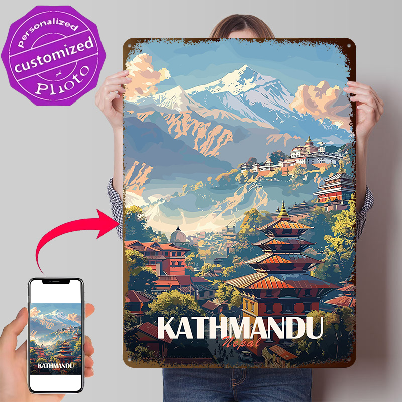 Home Decor Kathmandu - لوحة معدنية مطبوعة ثلاثية الأبعاد لمشهد