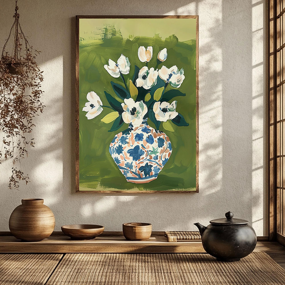 Home Decor Vase - زهور في مزهرية، ملصقات ملونة، لوحات