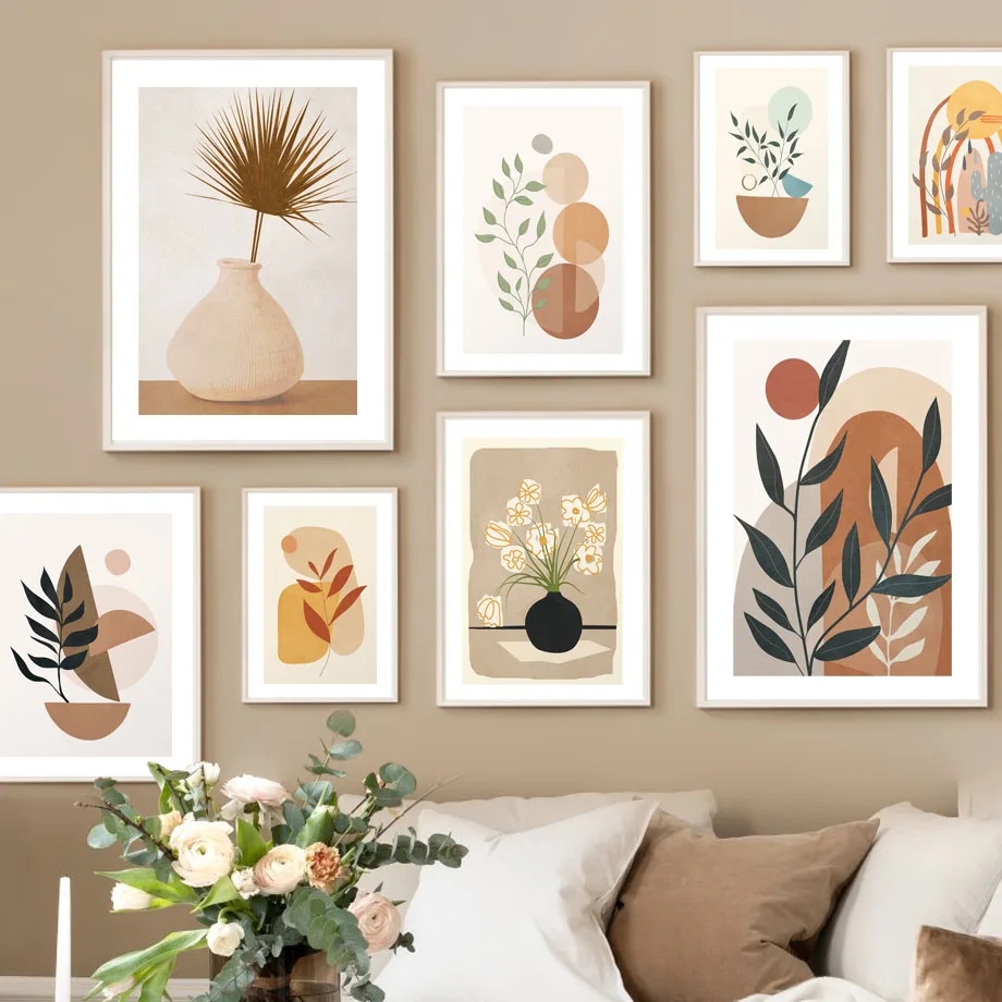 Home Decor Vase - لوحات فنية تجريدية بتصميم أوراق الشجر