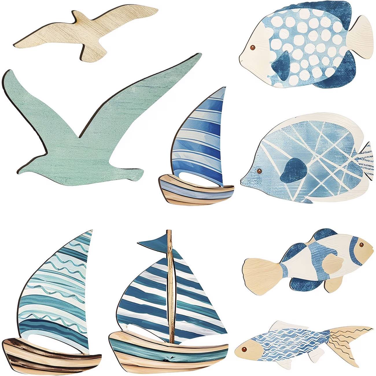 Home Decor Nautical - 9 قطع ديكور خشبي للحائط بتصميم