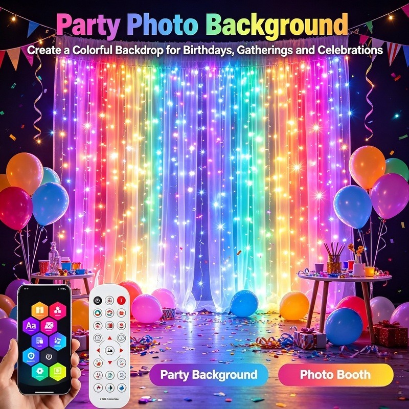 Fairy Lights Bedroom - أضواء ستائر LED تعمل بالطاقة عبر