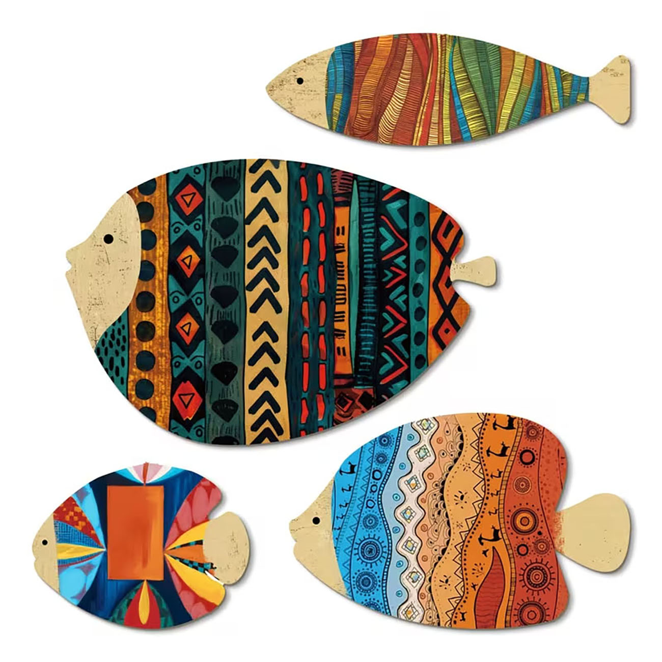 Home Decor Nautical - 4 قطع ديكور حائط خشبي على