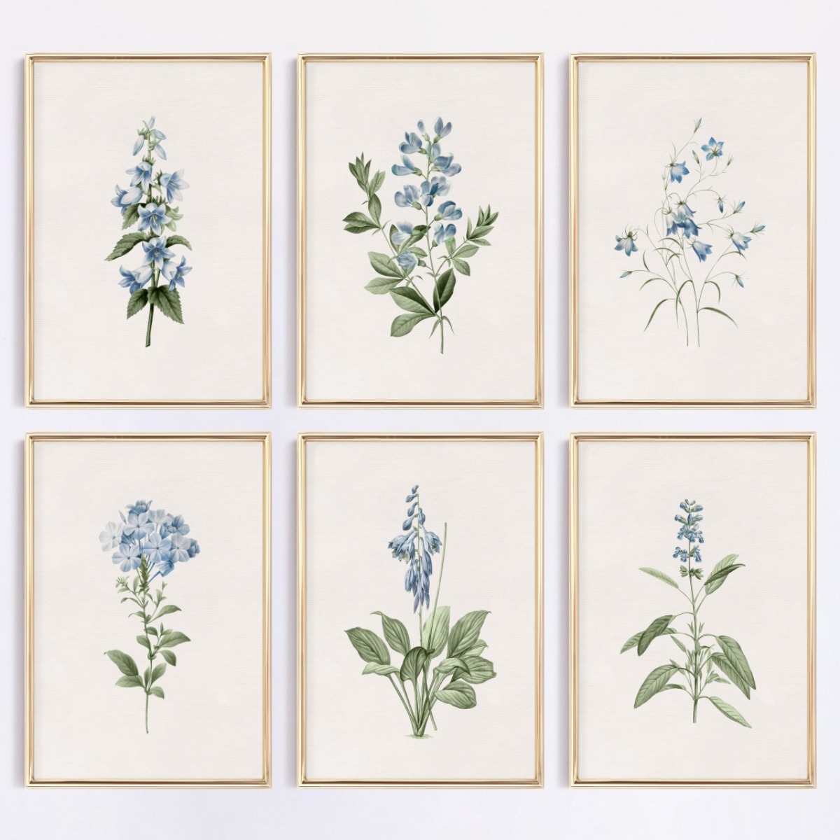 Home Decor Minimal - لوحة قماشية مطبوعة بزهرة برية زرقاء،