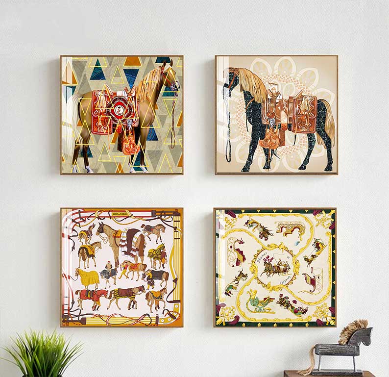 الخيول الحديثة قماش اللوحة صور - مراجعة Home Decor Hermes وسعره