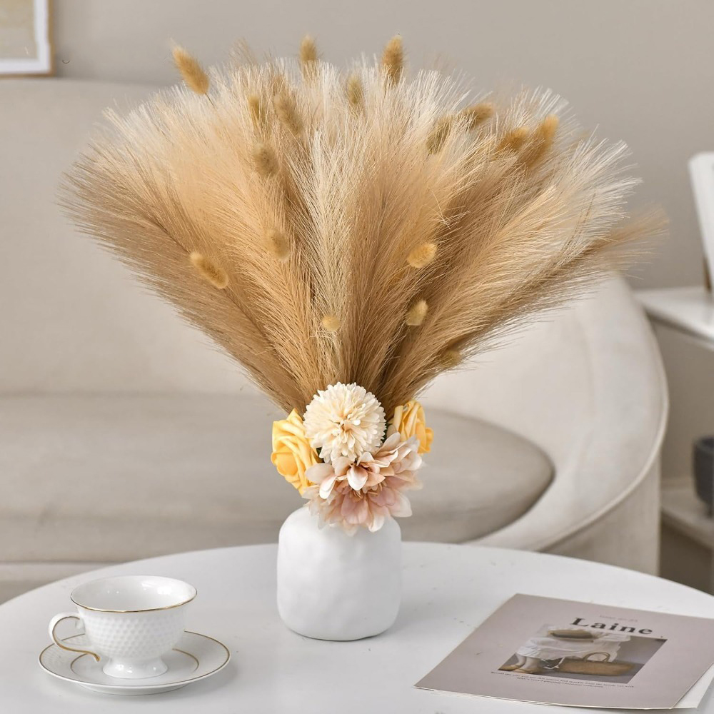 15 قطعة من عشب البامباس الاصطن - مراجعة Pampas Grass Decor وسعره