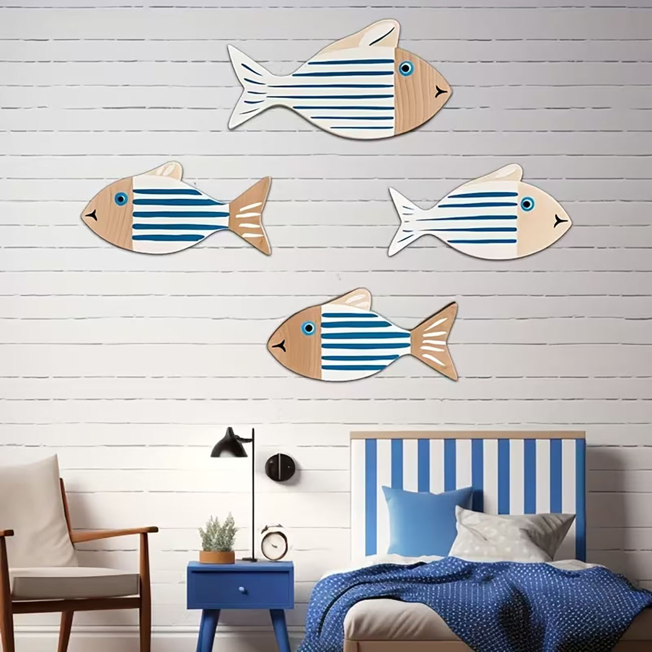 4 قطع ديكور حائط خشبي على شكل  - مراجعة Home Decor Nautical وسعره
