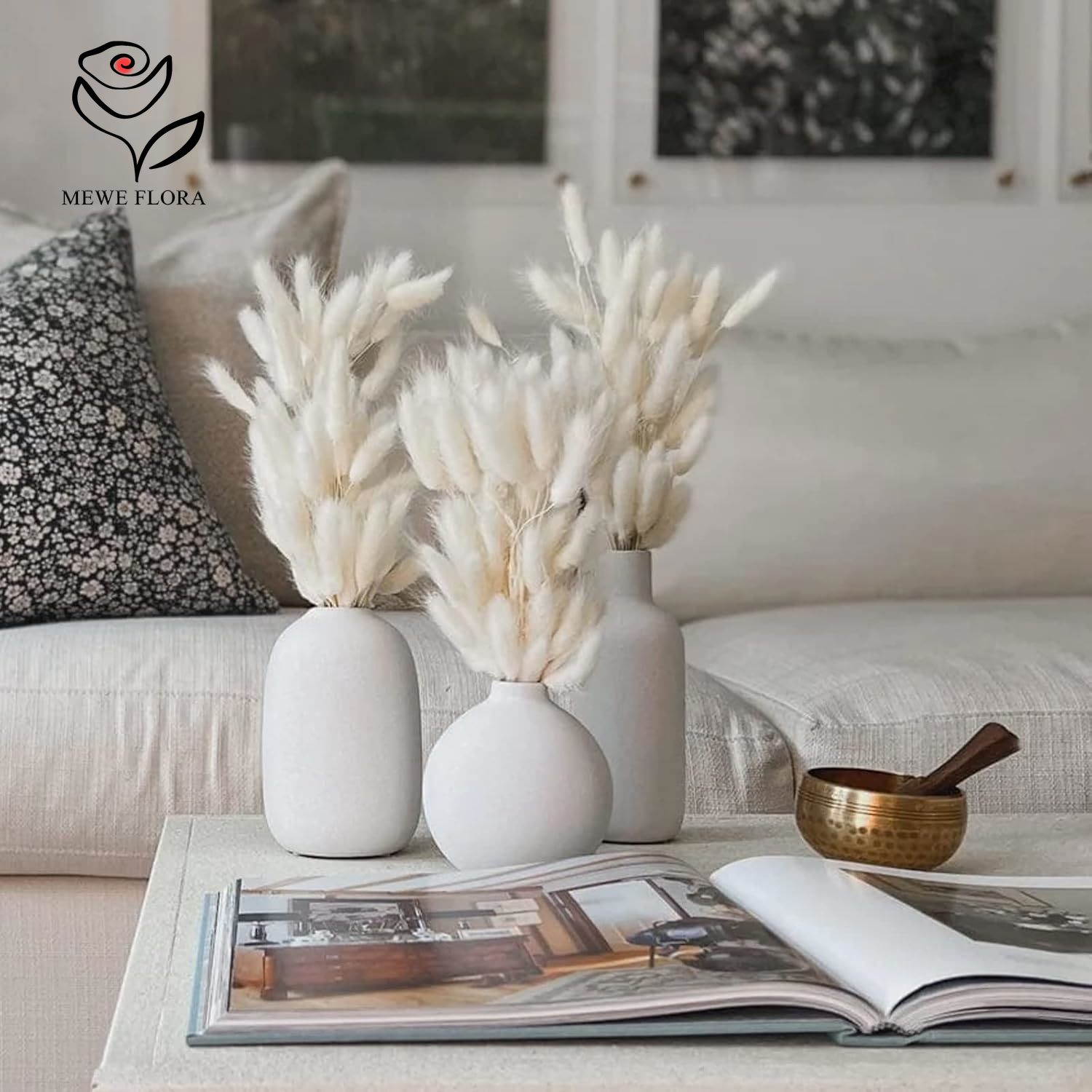 150 قطعة ذيول أرنب رقيق طبيعي  - مراجعة Pampas Grass Decor وسعره